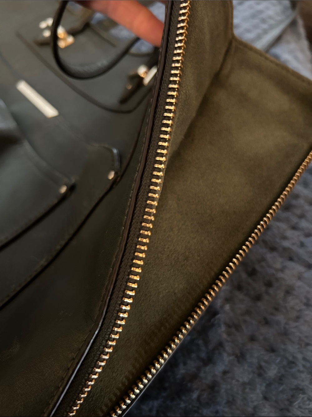 Coach Dark Green Leather Tote with Front Pocket and Silver Hardware - Picture 12 of 13